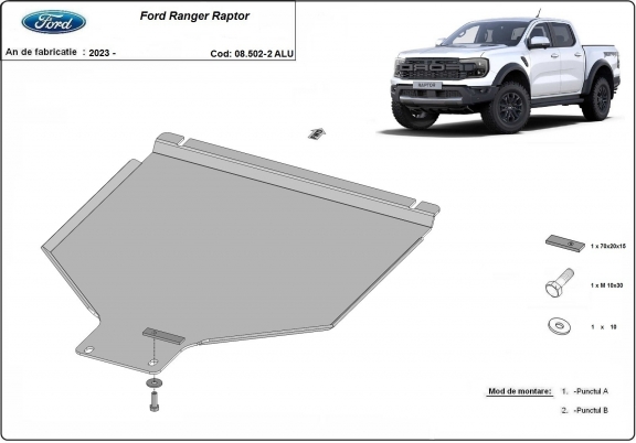 Protetor de caixa de velocidades de alumínio Ford Ranger Raptor