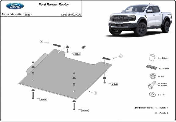 Protetor  para caixa de transferência Ford Ranger Raptor- Alumínio