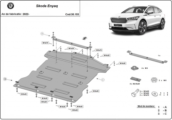 Protetor de Carter de aço Skoda Enyaq