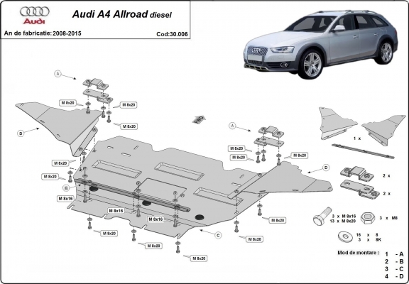 Protetor de Carter de aço Audi A4 B8 All Road , diesel
