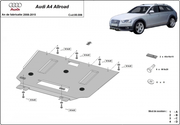  Protetor de caixa de velocidades de aço  Audi A4 4 B8 All Road