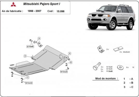 Protetor de Carter de aço Mitsubishi Pajero Sport 1