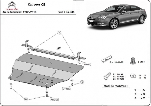Protetor de Carter de aço citroen C5