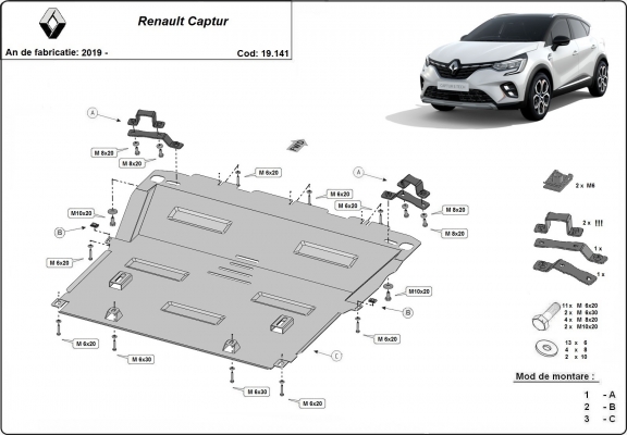 Protetor de Carter de aço Renault Captur