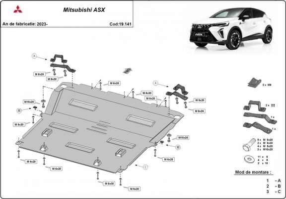 Protetor de Carter de aço Mitsubishi ASX