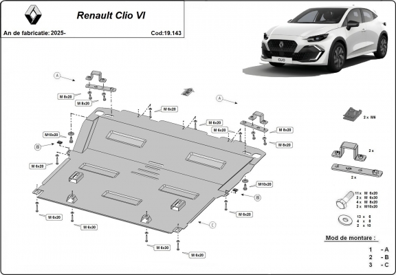 Protetor de Carter de aço Renault Clio 6