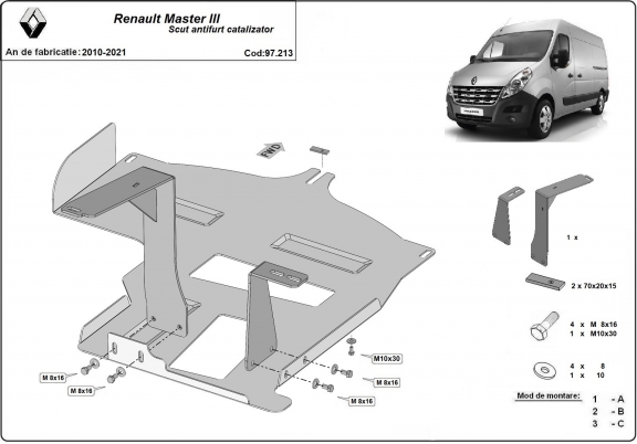 Protetor de conversor catalítico/cat lock Renault Master