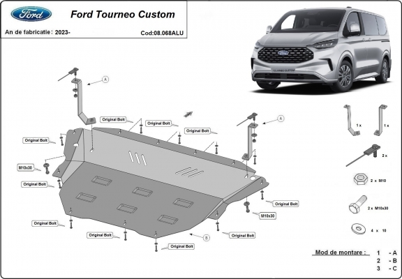 Protetor de Carter de alumínio Ford Tourneo Custom