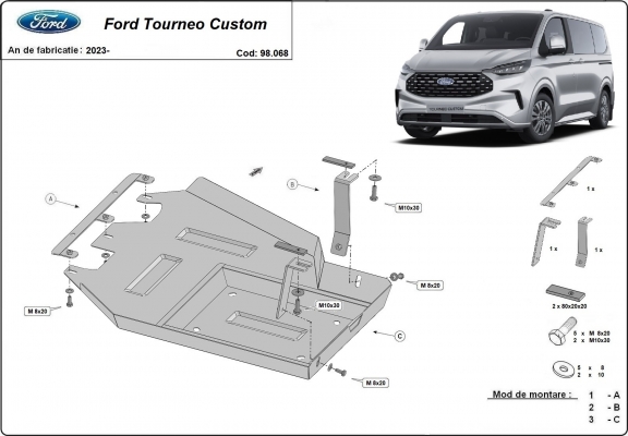Protetor de aço tanque AdBlue Ford Tourneo Custom