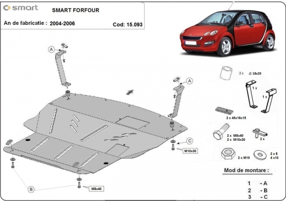 Protetor de Carter de aço Smart ForFour petrol