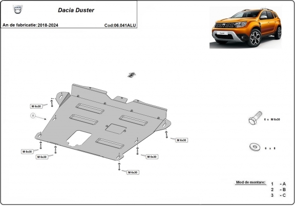 Protetor de Carter de alumínio Dacia Duster