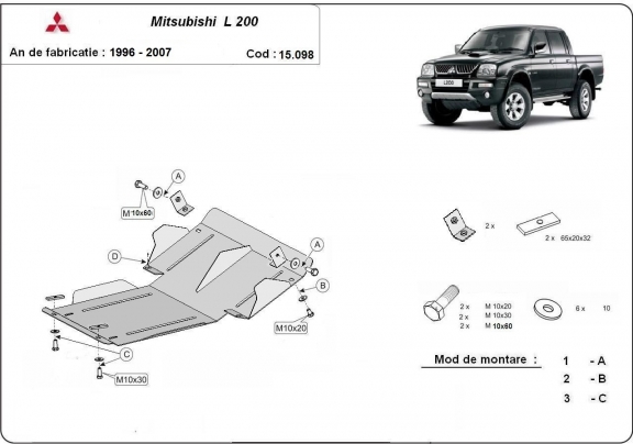 Protetor de Carter de aço Mitsubishi L200