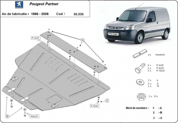 Protetor de Carter de aço Peugeot Partner