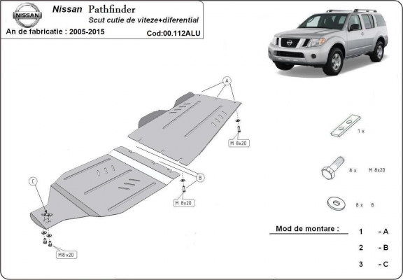  Protetor de caixa de velocidades de alumínio Nissan Pathfinder