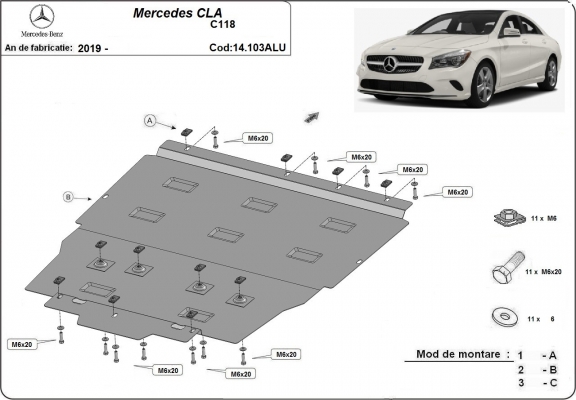 Protetor de Carter de alumínio Mercedes CLA
