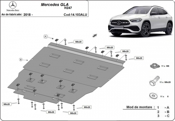 Protetor de Carter de alumínio Mercedes GLA
