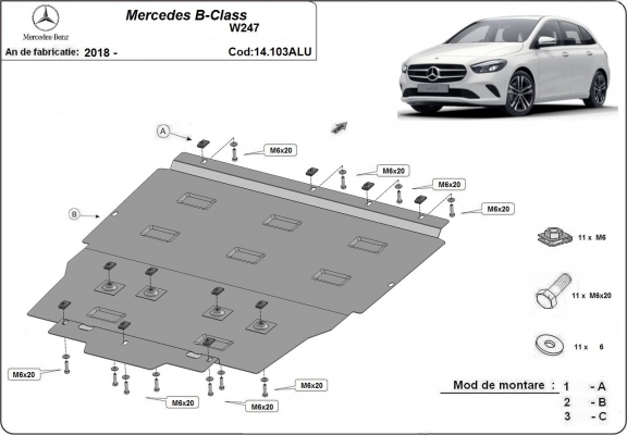Protetor de Carter de alumínio Mercedes B-Classe