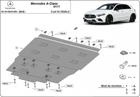 Protetor de Carter de alumínio Mercedes A-Classe