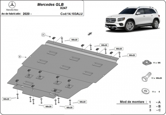 Protetor de Carter de alumínio Mercedes GLB