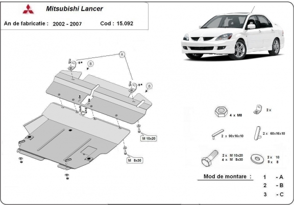 Protetor de Carter de aço Mitsubishi Lancer