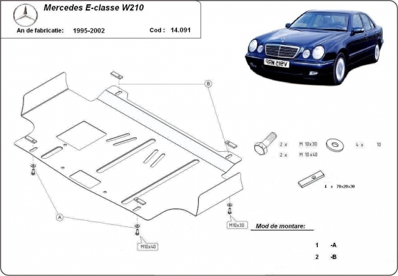 Protetor de Carter de aço Mercedes E-Classe W210