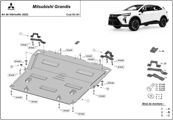 Protetor de Carter de aço Mitsubishi Grandis