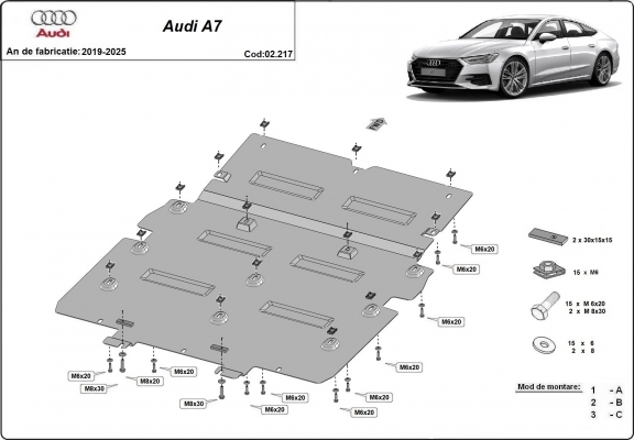  Protetor de caixa de velocidades de aço  Audi A7 A7