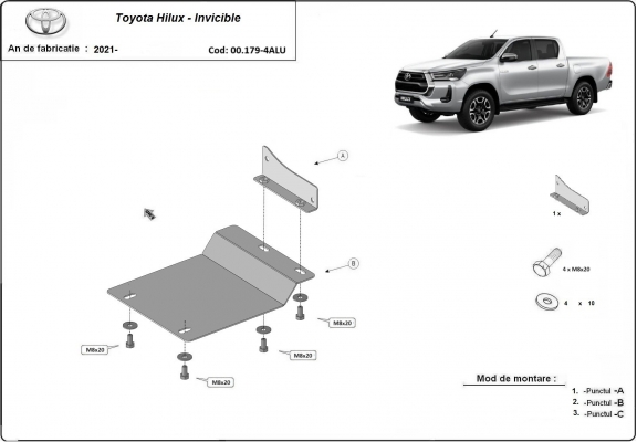 Protetor de alumínio para sensores DPF Toyota Hilux