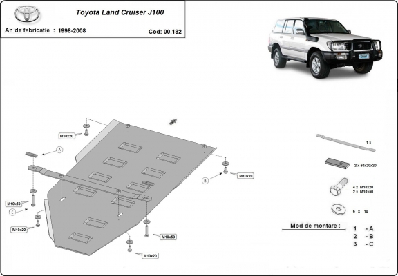  Protetor de caixa de velocidades de aço  Toyota Land Cruiser J100
