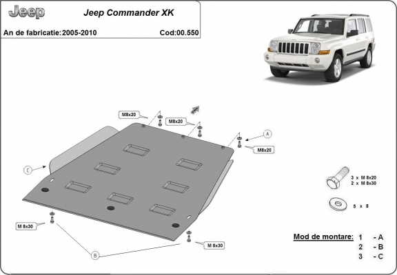  Protetor de caixa de velocidades de aço Jeep Commander - JL
