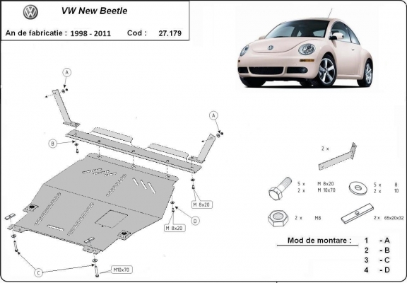 Protetor de Carter de aço Volkswagen New Beetle