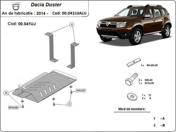 Protetor diferencial de alumínio Dacia Duster 4x4
