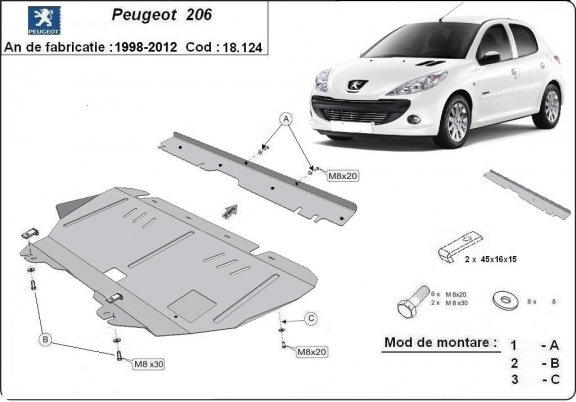 Protetor de Carter de aço Peugeot 206