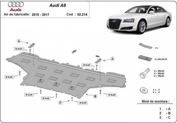 Protetor de Carter de aço Audi A8