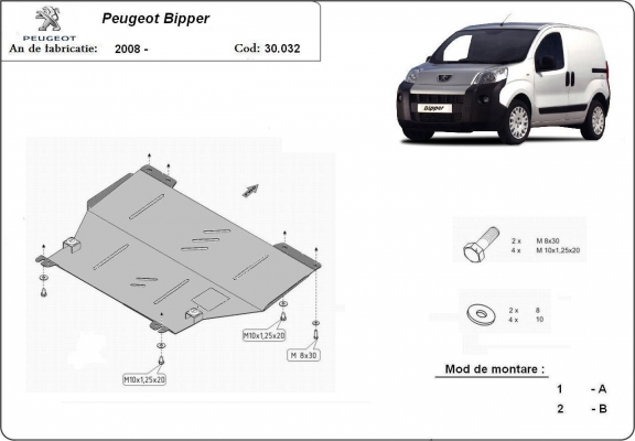 Protetor de Carter de aço Peugeot Bipper