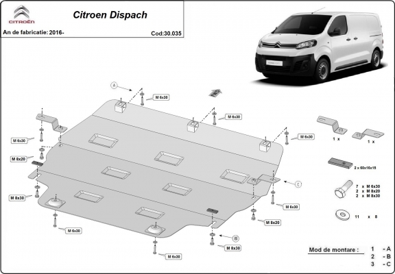 Protetor de Carter de aço Citroen Dispatch