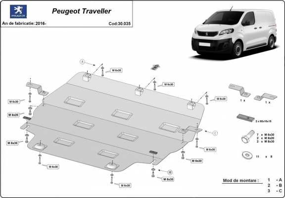 Protetor de Carter de aço Peugeot Traveller