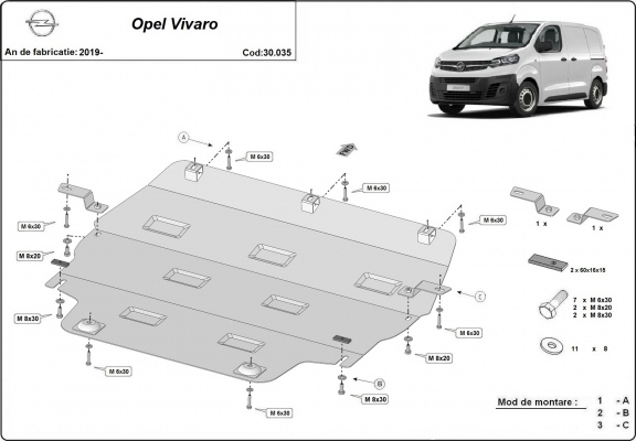 Protetor de Carter de aço Opel Vivaro C 