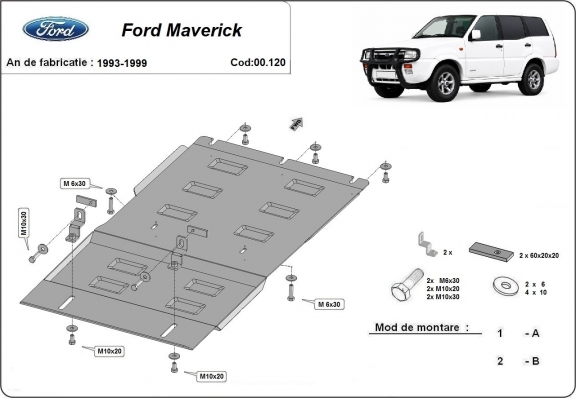  Protetor de caixa de velocidades de aço  Ford Maverick 