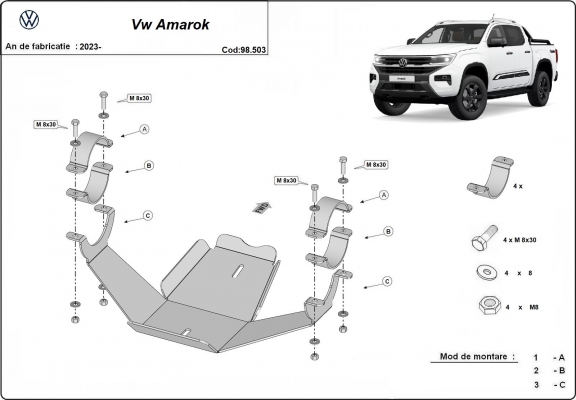 Protetor diferencial de aço  Volkswagen Amarok