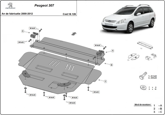 Protetor de Carter de aço Peugeot 307