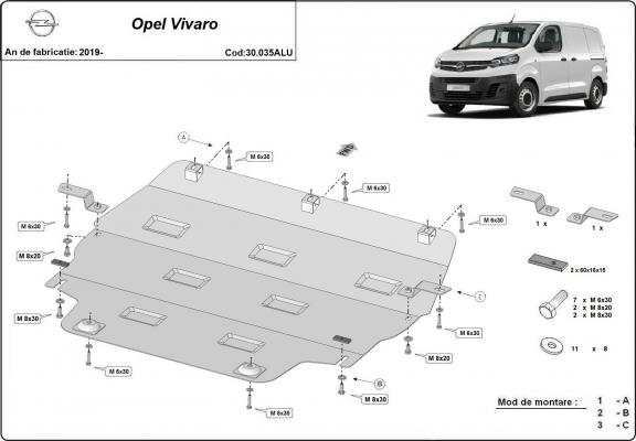 Protetor de Carter de Alumínio Opel Vivaro