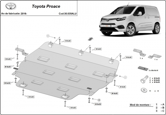 Protetor de Carter de Alumínio Toyota Proace