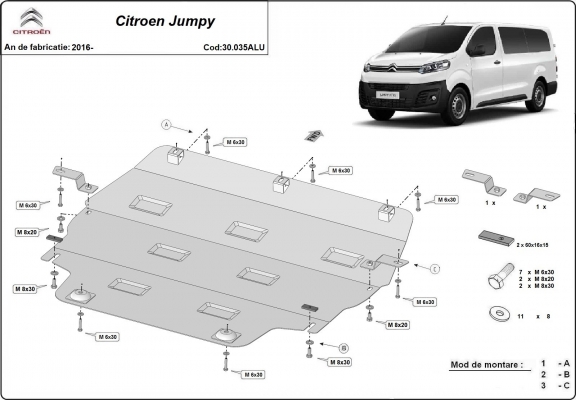 Protetor de Carter de Alumínio Citroen Jumpy