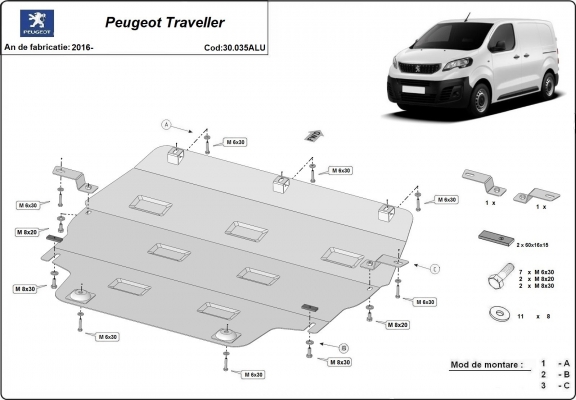 Protetor de Carter de Alumínio Peugeot Traveller