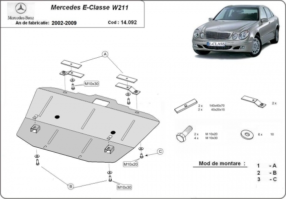 Protetor de Carter de aço Mercedes E-Classe W211