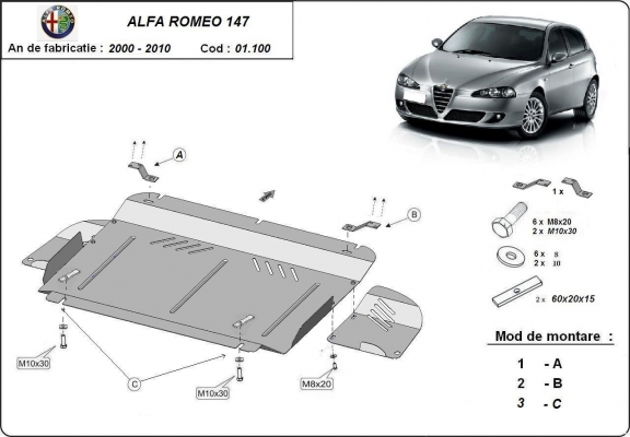 Protetor de Carter de aço Alfa Romeo 147