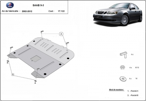 Protetor de Carter de aço Saab 9-3