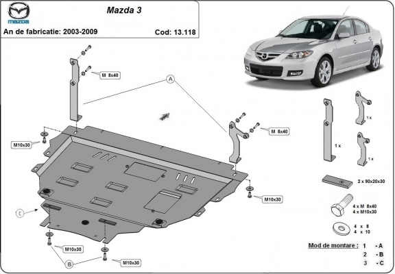 Protetor de Carter de aço Mazda 3