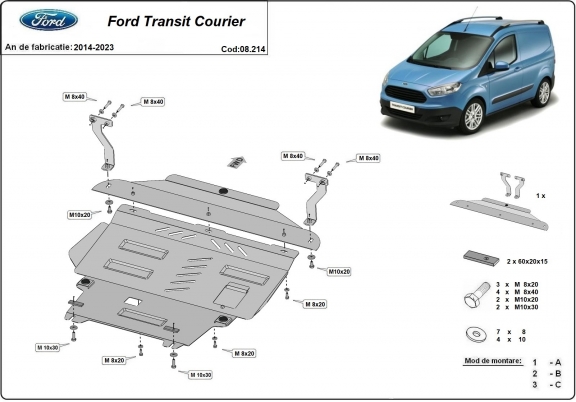 Protetor de Carter de aço Ford Transit Courier